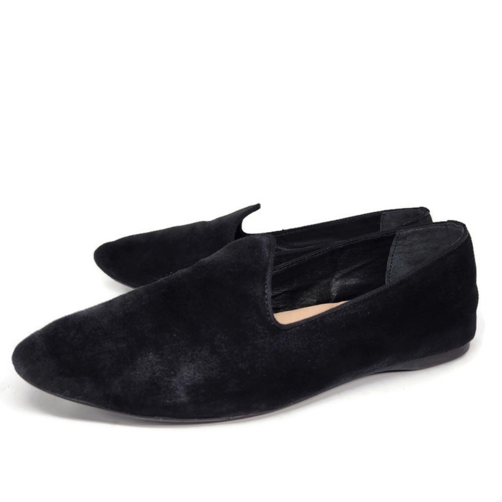 Birdies The Heron Black Suede Quilted Leather Lined Point-Toe Slip-On Loafers